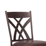 Benzara Bar Height Metal Swivel Bar Stool with Leatherette Seat, Brown