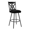 Benzara Counter Height Metal Swivel Bar Stool with Leatherette Seat, Black