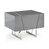 Benzara 1 Drawer Contemporary Nightstand with Stainless Steel Legs, Gray and Silver