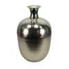 Benzara BM215108 Bellied Shape Iron Vase with Long Neck and Flared Opening, Silver