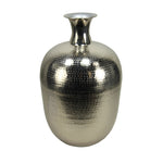 Benzara BM215108 Bellied Shape Iron Vase with Long Neck and Flared Opening, Silver