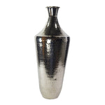 Benzara BM215109 Contemporary Iron Vase with Flared Neck and Rimmed Opening, Silver