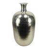 Benzara BM215110 Bellied Shape Iron Vase with Narrow Neck and Rimmed Opening, Silver