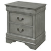 Benzara BM215154 Wooden Frame Nightstand with 2 Drawers and Bracket Feet, Gray