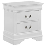 Benzara BM215155  Wooden Frame Nightstand with 2 Drawers and Bracket Feet, White