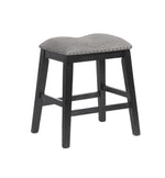 Benzara Nailhead Trim Fabric Upholstered Counter Stool, Set of 2, Charcoal Gray