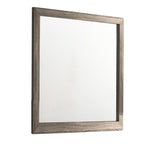 Benzara Square Wood Encased Dresser Mirror, Oak Brown and Silver