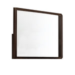 Benzara Wooden Dresser Top Mirror with ChiseLed Edges, Cherry Brown and Silver