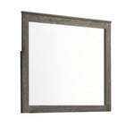 Benzara Rectangular Grained Wooden Frame Dresser Mirror, Brown and Silver