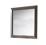 Benzara Rectangular and Bulged Wooden Frame Dresser Top Mirror, Brown and Silver