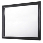 Benzara Molded Wooden Frame Dresser Top Mirror, Black and Silver