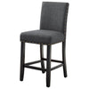 Benzara Nailhead Trim Fabric Upholstered Counter Chair, Set of 2, Dark Gray