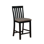 Benzara Vertical Slatted Back Wooden Counter Chair, Set of 2, Black and Gray