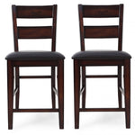 Benzara Wooden Leatherette Seat Counter Chair with Cut Out Back, Set of 2, Brown