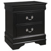 Benzara BM215224 2 Drawer Wooden Frame Nightstand with Antique Metal Pulls, Black