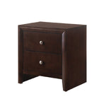 Benzara BM215227 Grained Wooden Nightstand with 2 Drawers and Sled Base, Cherry Brown