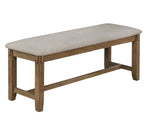 Benzara Fabric Upholstered Wooden Frame Bench with Chamfered Legs, Gray and Brown