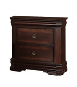 Benzara Molded Wooden Frame Nightstand with 2 Drawers, Dark Brown