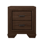 Benzara BM215242 Grained 2 Drawers Wooden Frame Nightstand with Bracket Feet, Dark Brown