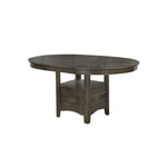 Benzara Extendable Round Wooden Dining Table with Open Bottom Shelf, Gray