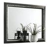 Benzara Rectangular Frame Mirror with Faux Crystal inlay, Dark Gray and Silver