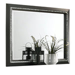 Benzara Rectangular Frame Mirror with Faux Crystal inlay, Dark Gray and Silver