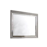 Benzara Contemporary Style Rectangular Wooden Mirror with Beveled Edge, Gray