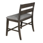 Benzara BM215318 Transitional Ladder Style High Back Bench with Fabric Padded Seating, Gray