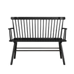 Benzara Transitional Style Curved Design Spindle Back Bench with Splayed Legs, Black