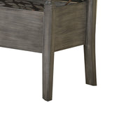 Benzara Ladder Back Design Bench with Lift Top Storage and Sloped Armrests, Gray