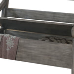 Benzara Ladder Back Design Bench with Lift Top Storage and Sloped Armrests, Gray