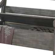 Benzara Ladder Back Design Bench with Lift Top Storage and Sloped Armrests, Gray