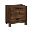 Benzara BM215328 2 Drawer Transitional Style Nightstand with Woodgrain Details, Brown