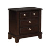 Benzara BM215339 4 Drawer Transitional Style Nightstand with Hexagonal Pulls, Dark Brown