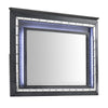 Benzara Contemporary Style Rectangular Wooden Frame Mirror with Led Lights, Gray