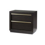 Benzara BM215349 2 Drawer Wooden Nightstand with Metal Accents and Plinth Base, Gray