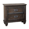 Benzara BM215360 2 Drawer Nightstand with Woodgrain Details and Turned Feet, Brown