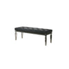 Benzara Faux Crystal inlay Bench with Tufted Seating and Acrylic Legs, Dark Gray