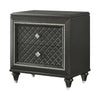 Benzara BM215383 Wooden Two Drawer Nightstand with Carved Details and Knobs, Black