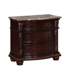 Benzara BM215400 Wooden Nightstand with Three Spacious Drawers and Bun Feet, Brown