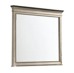 Benzara Rectangular Dresser Top Beveled Mirror with Wooden Frame, Beige and Silver