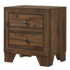 Benzara BM215423 2 Drawer Wooden Nightstand with Grain Details and Metal Knobs, Brown