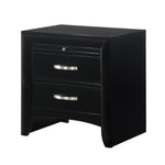 Benzara BM215426 2 Drawer Wooden Nightstand with Pull Out Tray and Knob Pulls, Black