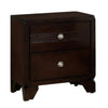 Benzara 2 Drawer Wooden Nightstand with Hexagonal Knobs and Chamfered Feet, Brown