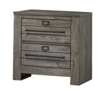 Benzara 2 Drawer Wooden Nightstand with Metal Bar Pulls and Sled Base, Gray