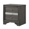 Benzara BM215329 2 Drawer Rustic Nightstand with Bar Pulls and Block Feet, Weathered Gray