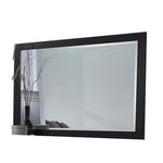 Benzara Rectangular Dresser Top Beveled Mirror with Wooden Frame, Black and Silver