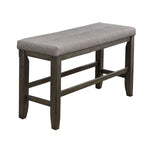 Benzara Wooden Counter Height Bench with Fabric Upholstered Seat, Brown and Gray