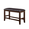 Benzara Wooden Counter Height Bench with Leatherette Seat, Brown