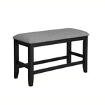 Benzara Wooden Counter Height Bench with Fabric Upholstered Seat, Black and Gray